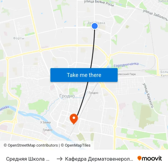 Средняя Школа № 36 to Кафедра Дерматовенерологии map