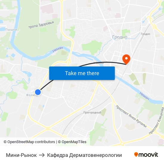 Мини-Рынок to Кафедра Дерматовенерологии map