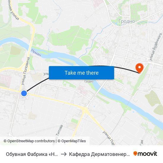 Обувная Фабрика «Неман» to Кафедра Дерматовенерологии map