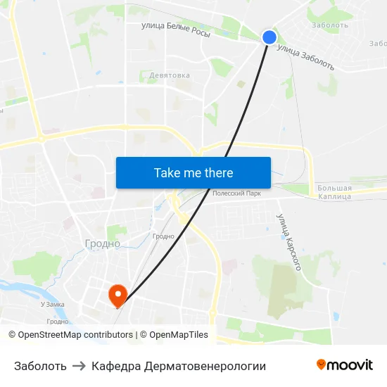 Заболоть to Кафедра Дерматовенерологии map