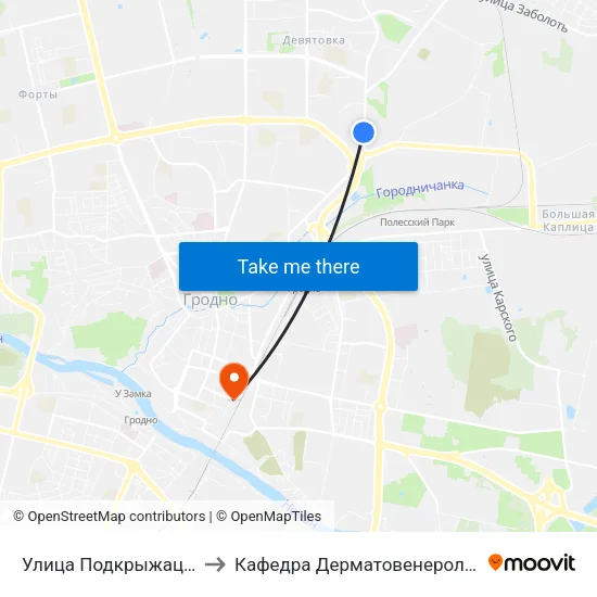 Улица Подкрыжацкая to Кафедра Дерматовенерологии map