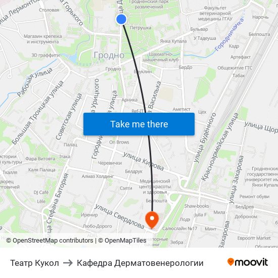 Театр Кукол to Кафедра Дерматовенерологии map