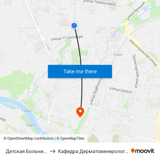 Детская Больница to Кафедра Дерматовенерологии map