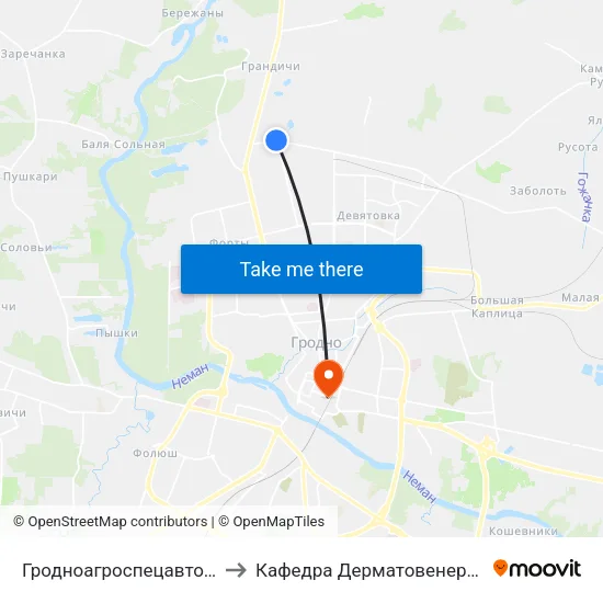 Гродноагроспецавтотранс to Кафедра Дерматовенерологии map