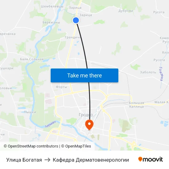 Улица Богатая to Кафедра Дерматовенерологии map