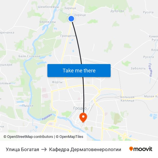 Улица Богатая to Кафедра Дерматовенерологии map