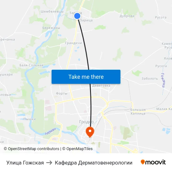 Улица Гожская to Кафедра Дерматовенерологии map