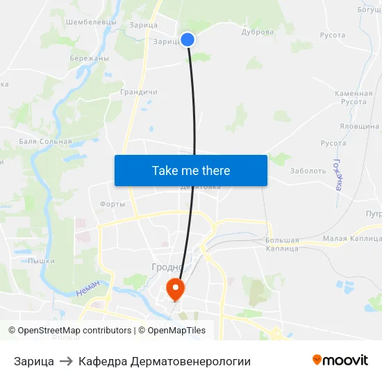 Зарица to Кафедра Дерматовенерологии map