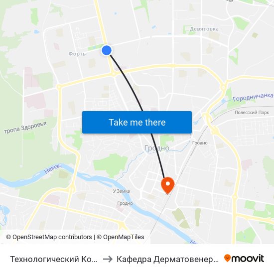 Технологический Колледж to Кафедра Дерматовенерологии map