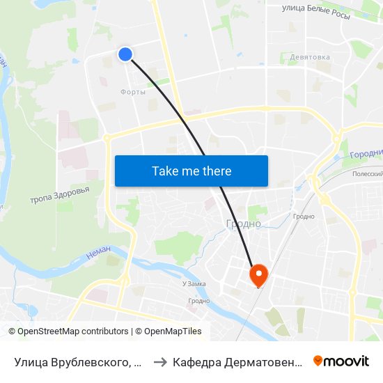 Улица Врублевского, Конечная to Кафедра Дерматовенерологии map