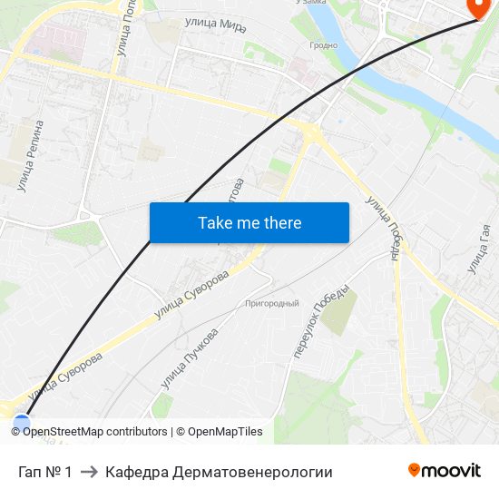 Гап № 1 to Кафедра Дерматовенерологии map