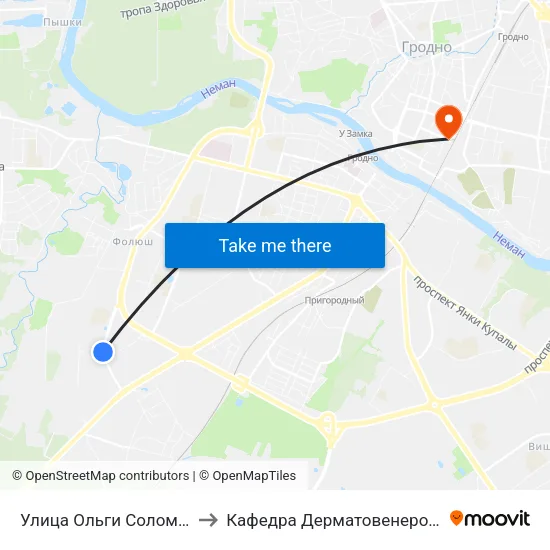Улица Ольги Соломовой to Кафедра Дерматовенерологии map