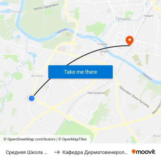 Средняя Школа № 37 to Кафедра Дерматовенерологии map