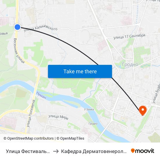 Улица Фестивальная to Кафедра Дерматовенерологии map