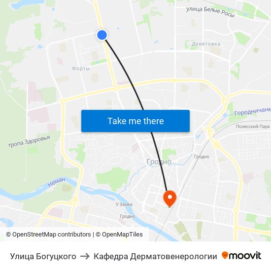 Улица Богуцкого to Кафедра Дерматовенерологии map