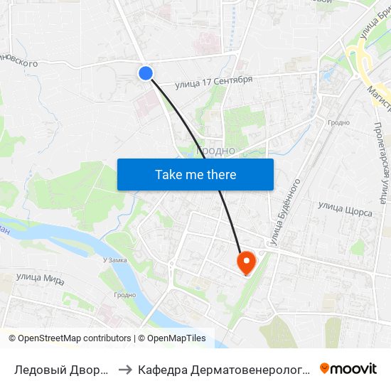 Ледовый Дворец to Кафедра Дерматовенерологии map