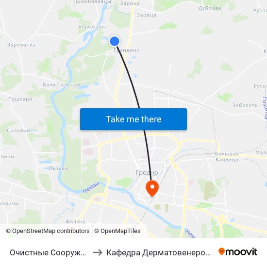 Очистные Сооружения to Кафедра Дерматовенерологии map