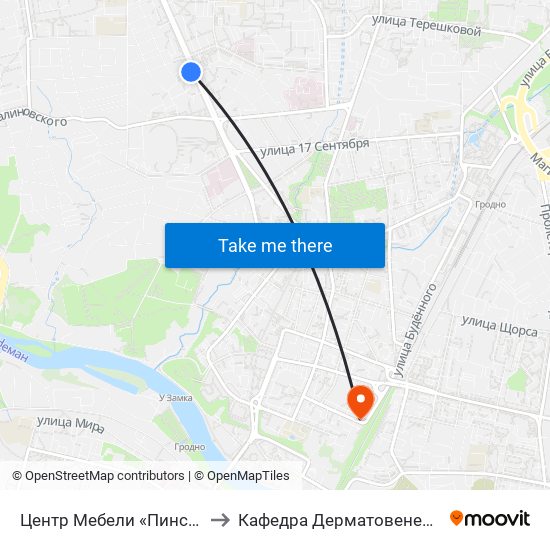 Центр Мебели «Пинскдрев» to Кафедра Дерматовенерологии map