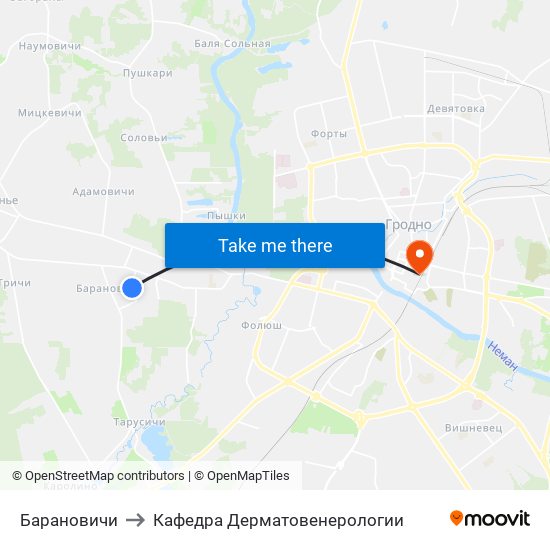 Барановичи to Кафедра Дерматовенерологии map