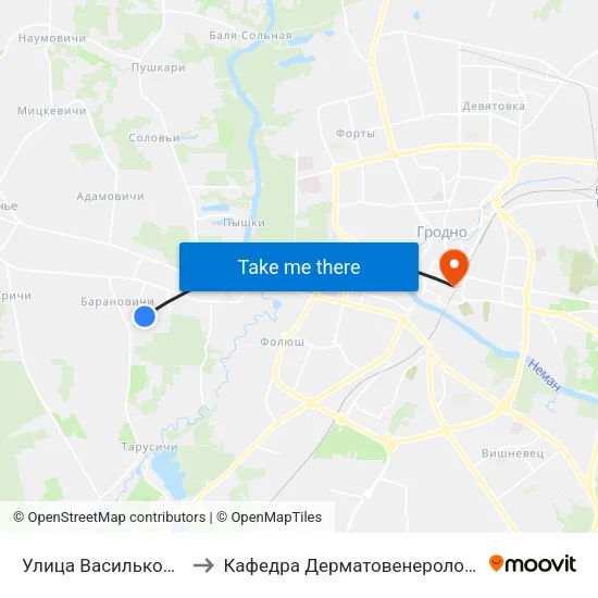 Улица Васильковая to Кафедра Дерматовенерологии map