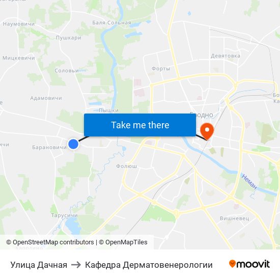 Улица Дачная to Кафедра Дерматовенерологии map