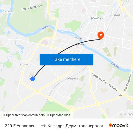 220-Е Управление to Кафедра Дерматовенерологии map