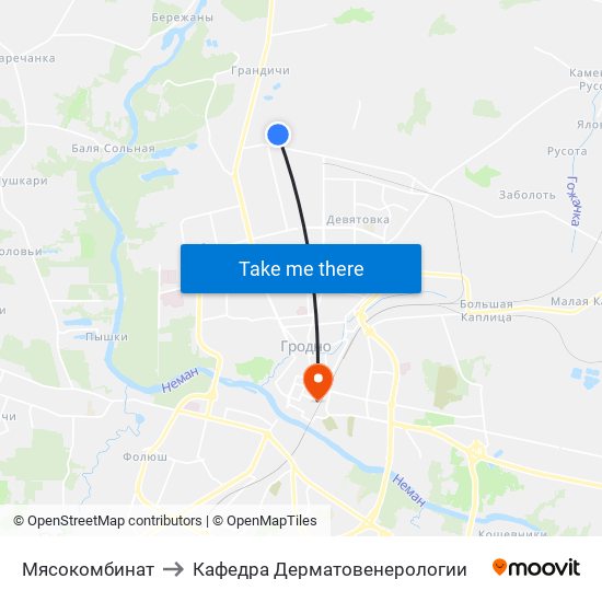 Мясокомбинат to Кафедра Дерматовенерологии map