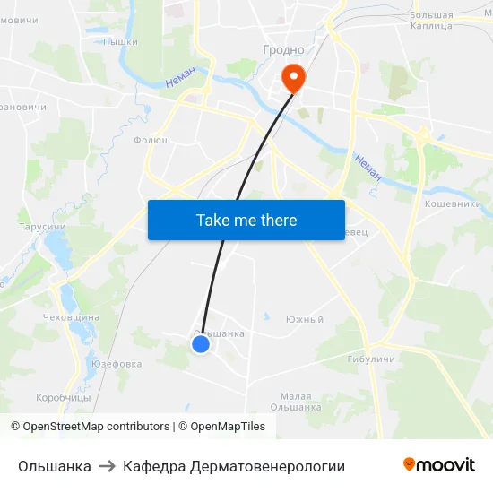 Ольшанка to Кафедра Дерматовенерологии map