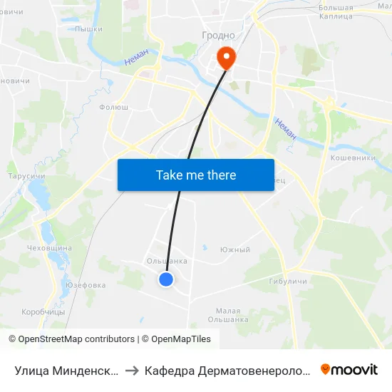 Улица Минденская to Кафедра Дерматовенерологии map