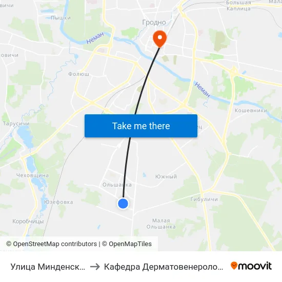 Улица Минденская to Кафедра Дерматовенерологии map