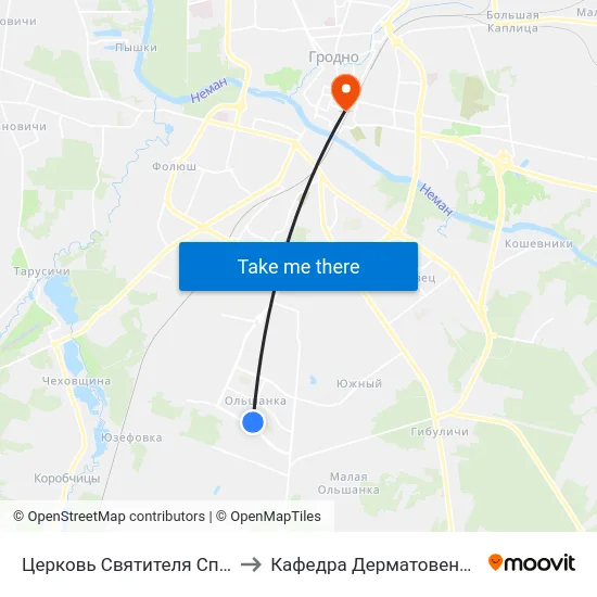 Церковь Святителя Спиридона to Кафедра Дерматовенерологии map