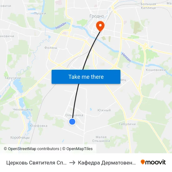 Церковь Святителя Спиридона to Кафедра Дерматовенерологии map
