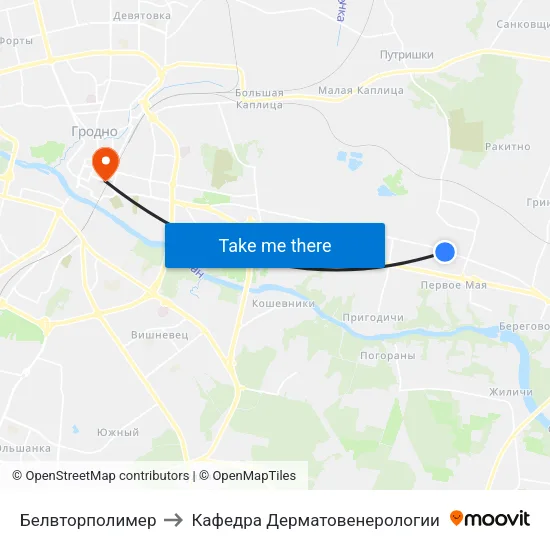 Белвторполимер to Кафедра Дерматовенерологии map
