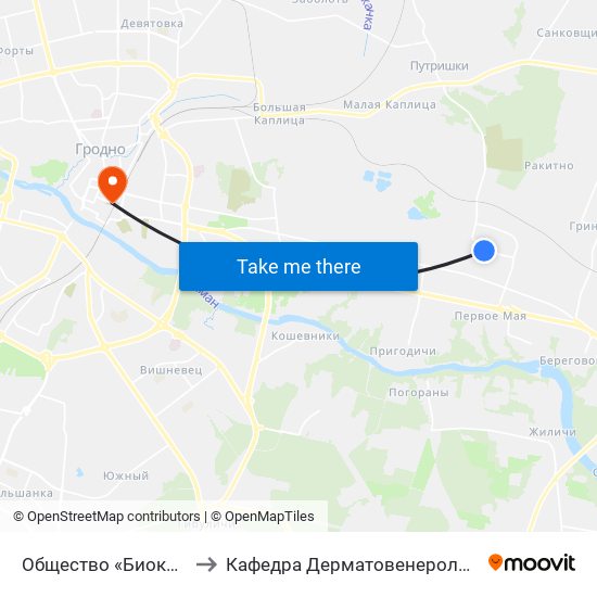 Общество «Биоком» to Кафедра Дерматовенерологии map