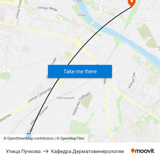 Улица Пучкова to Кафедра Дерматовенерологии map