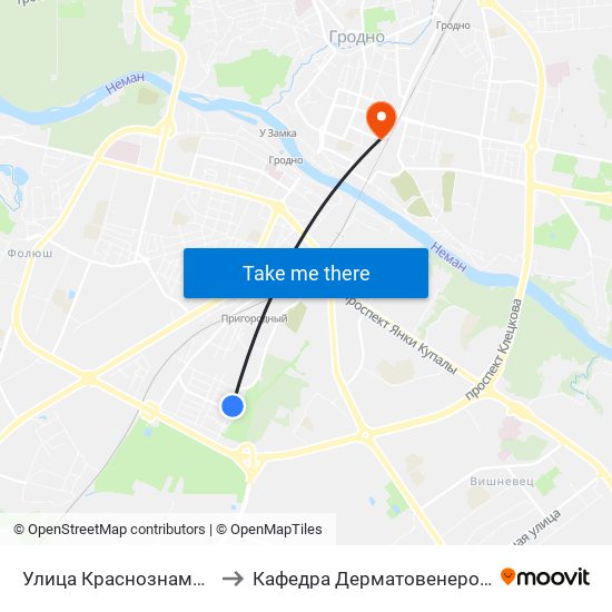 Улица Краснознаменная to Кафедра Дерматовенерологии map