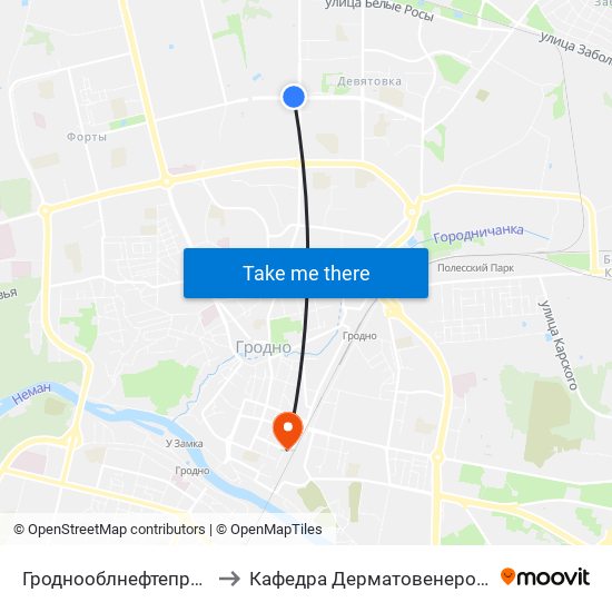 Гроднооблнефтепродукт to Кафедра Дерматовенерологии map