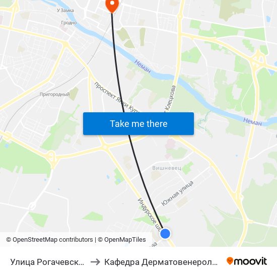 Улица Рогачевского to Кафедра Дерматовенерологии map