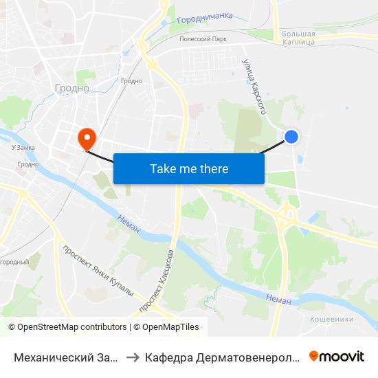 Механический Завод to Кафедра Дерматовенерологии map