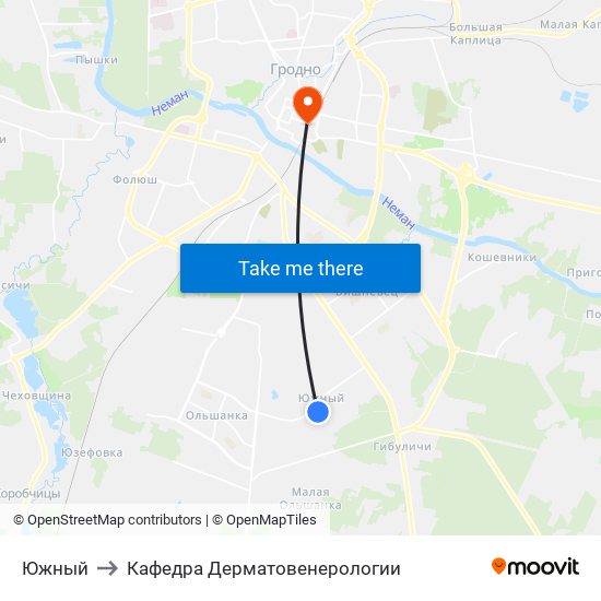 Южный to Кафедра Дерматовенерологии map