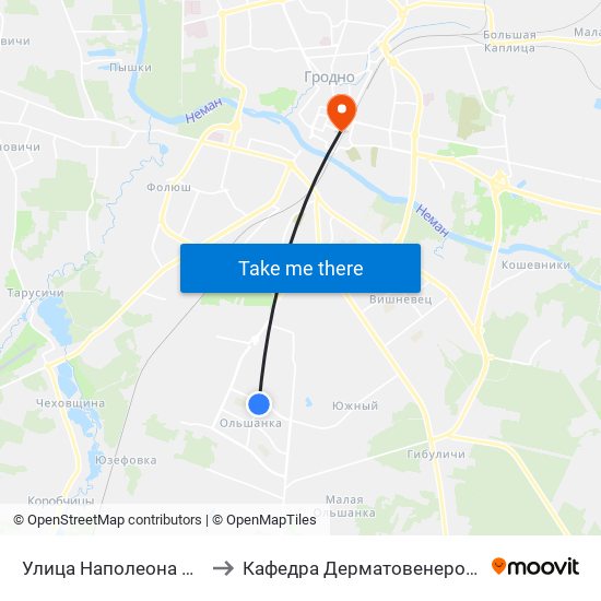 Улица Наполеона Орды to Кафедра Дерматовенерологии map