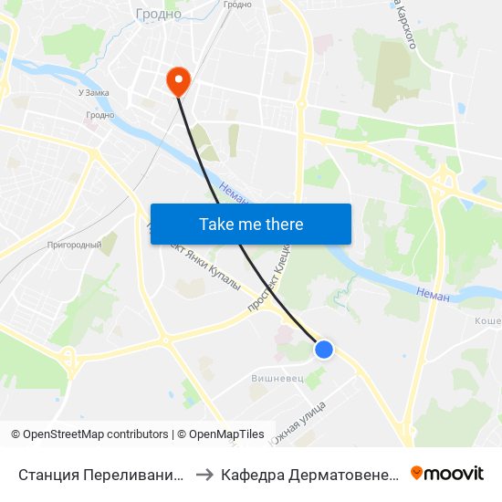 Станция Переливания Крови to Кафедра Дерматовенерологии map