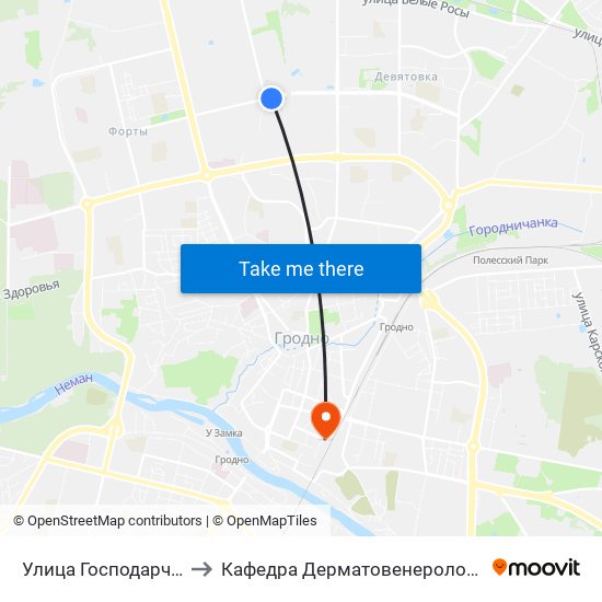 Улица Господарчая to Кафедра Дерматовенерологии map