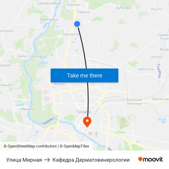 Улица Мирная to Кафедра Дерматовенерологии map