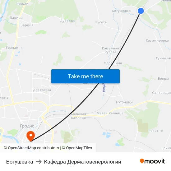 Богушевка to Кафедра Дерматовенерологии map
