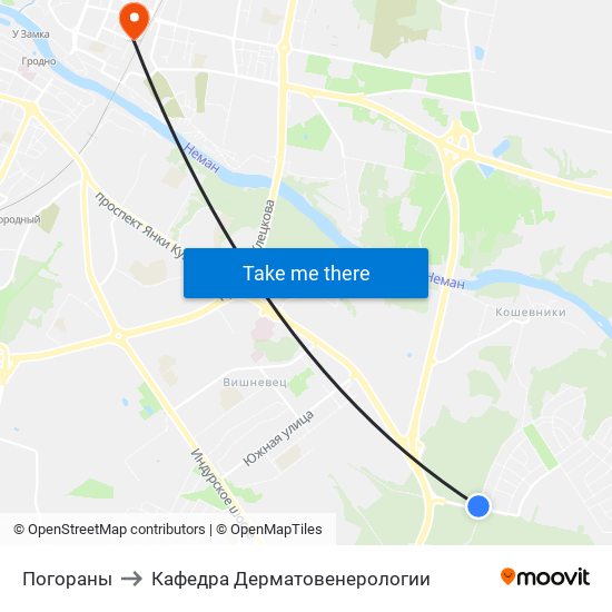 Погораны to Кафедра Дерматовенерологии map