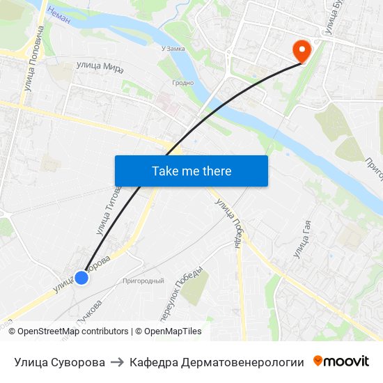 Улица Суворова to Кафедра Дерматовенерологии map