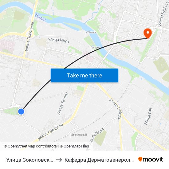 Улица Соколовского to Кафедра Дерматовенерологии map