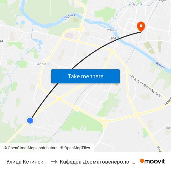 Улица Кстинская to Кафедра Дерматовенерологии map