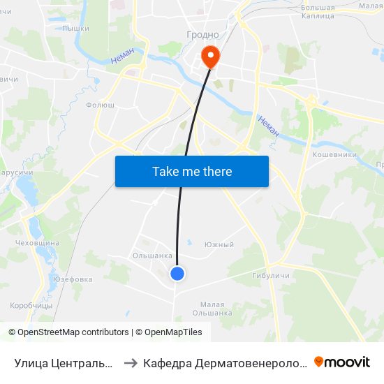 Улица Центральная to Кафедра Дерматовенерологии map